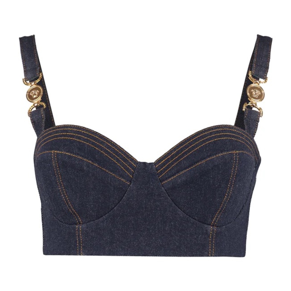 Versace Medusa denim bralette